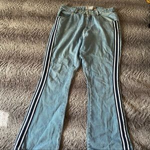 90s-y2k vintage jeans strip down sides flared leg